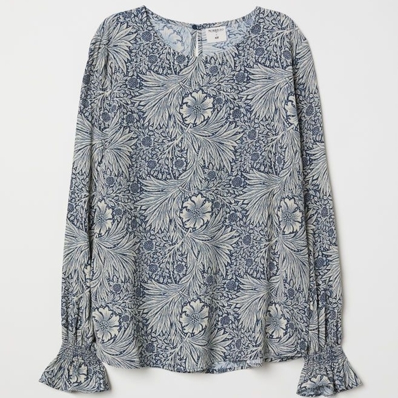 H&M x William Morris & Co Blue and White Floral Blouse 💐Rare - Picture 14 of 14